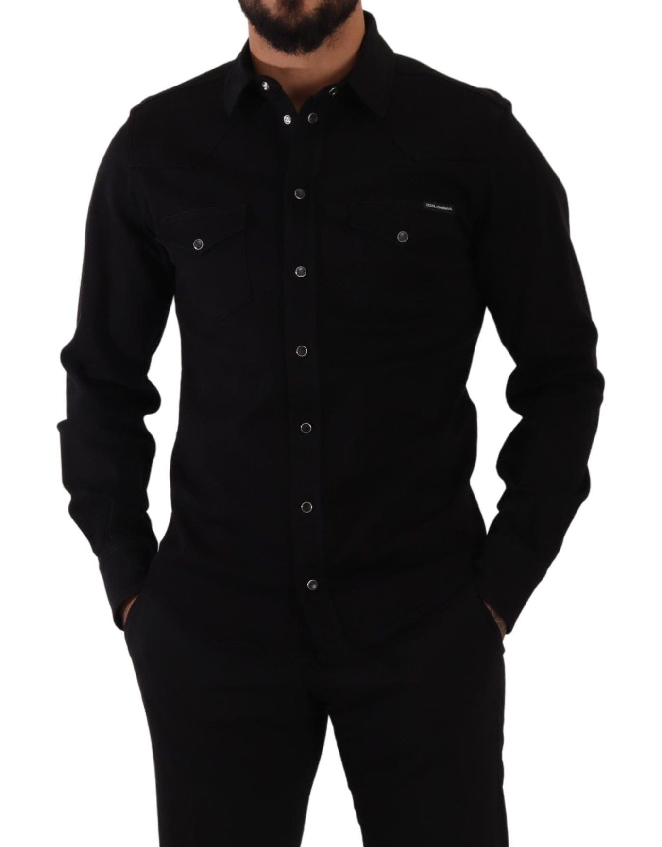 Dolce & Gabbana Slim Fit Casual Black Designer Shirt - ACCEXO