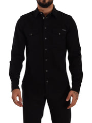 Dolce & Gabbana Slim Fit Casual Black Designer Shirt - ACCEXO