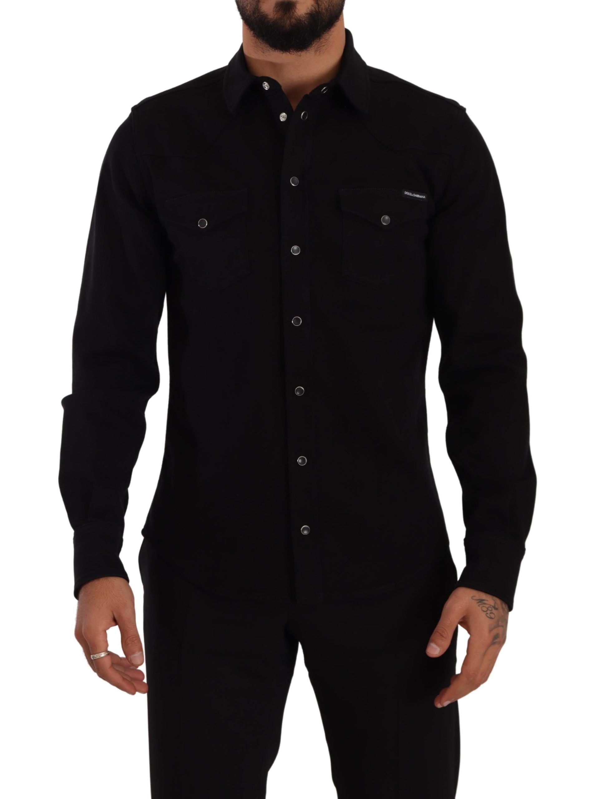 Dolce & Gabbana Slim Fit Casual Black Designer Shirt - ACCEXO