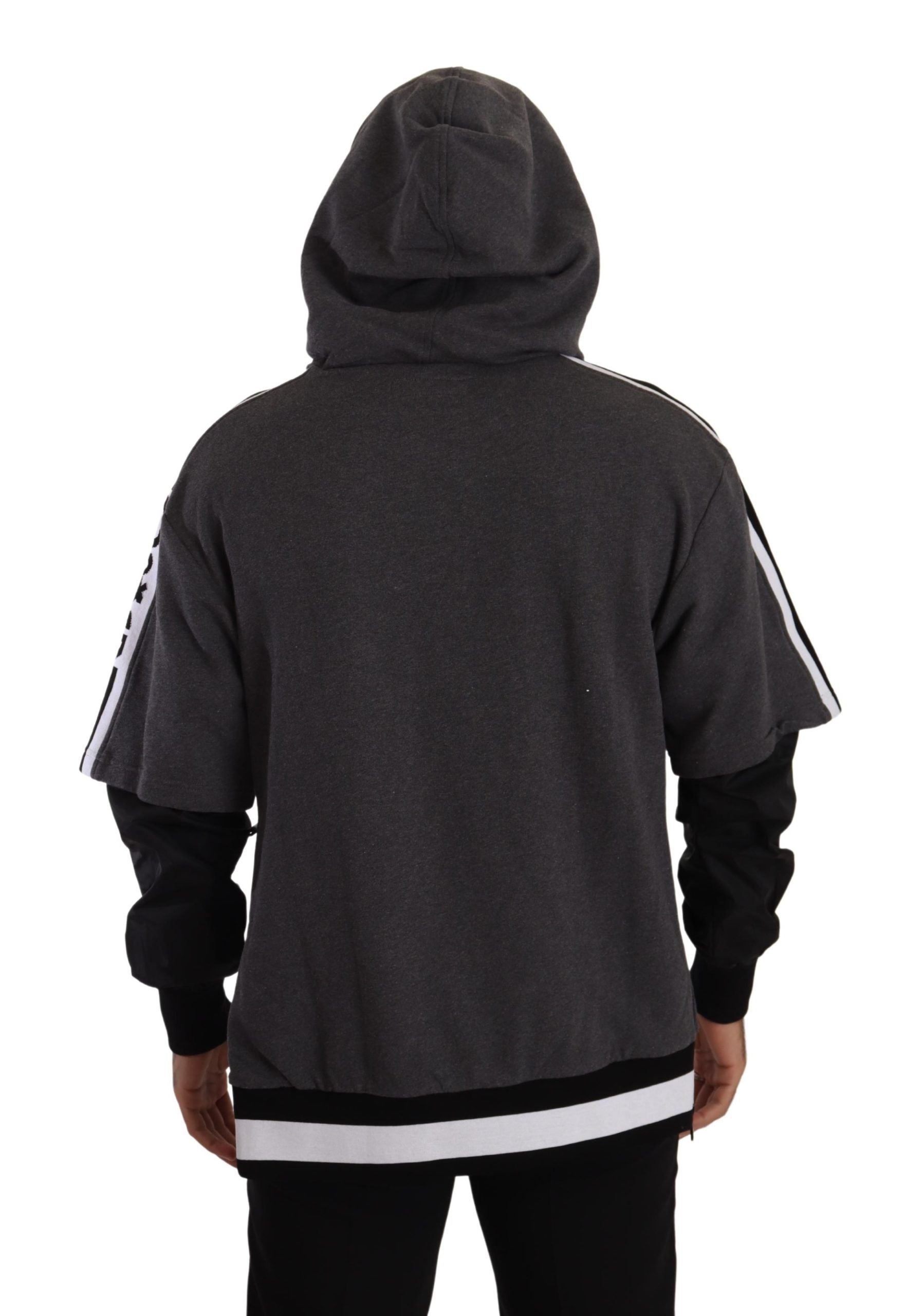 Dolce & Gabbana Elegant Hooded Black & Gray Pullover Sweatshirt - ACCEXO