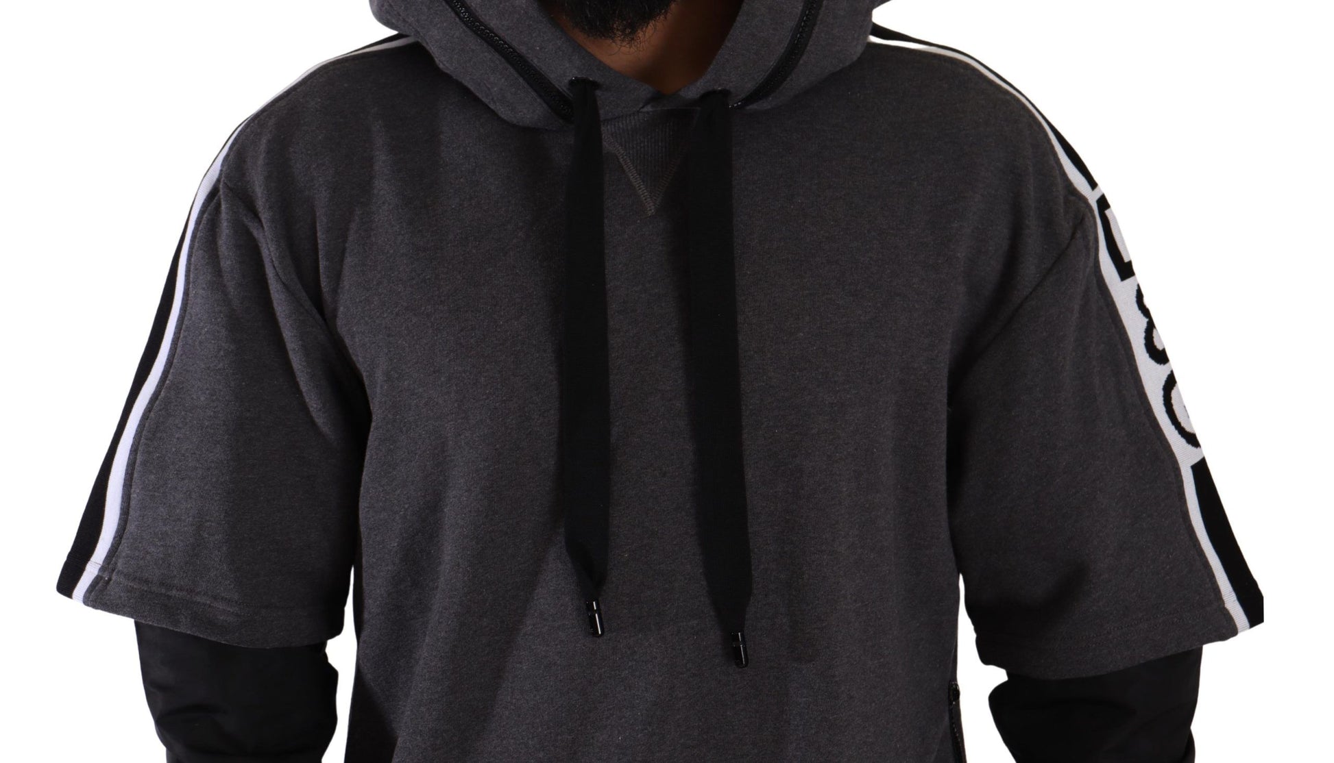 Dolce & Gabbana Elegant Hooded Black & Gray Pullover Sweatshirt - ACCEXO