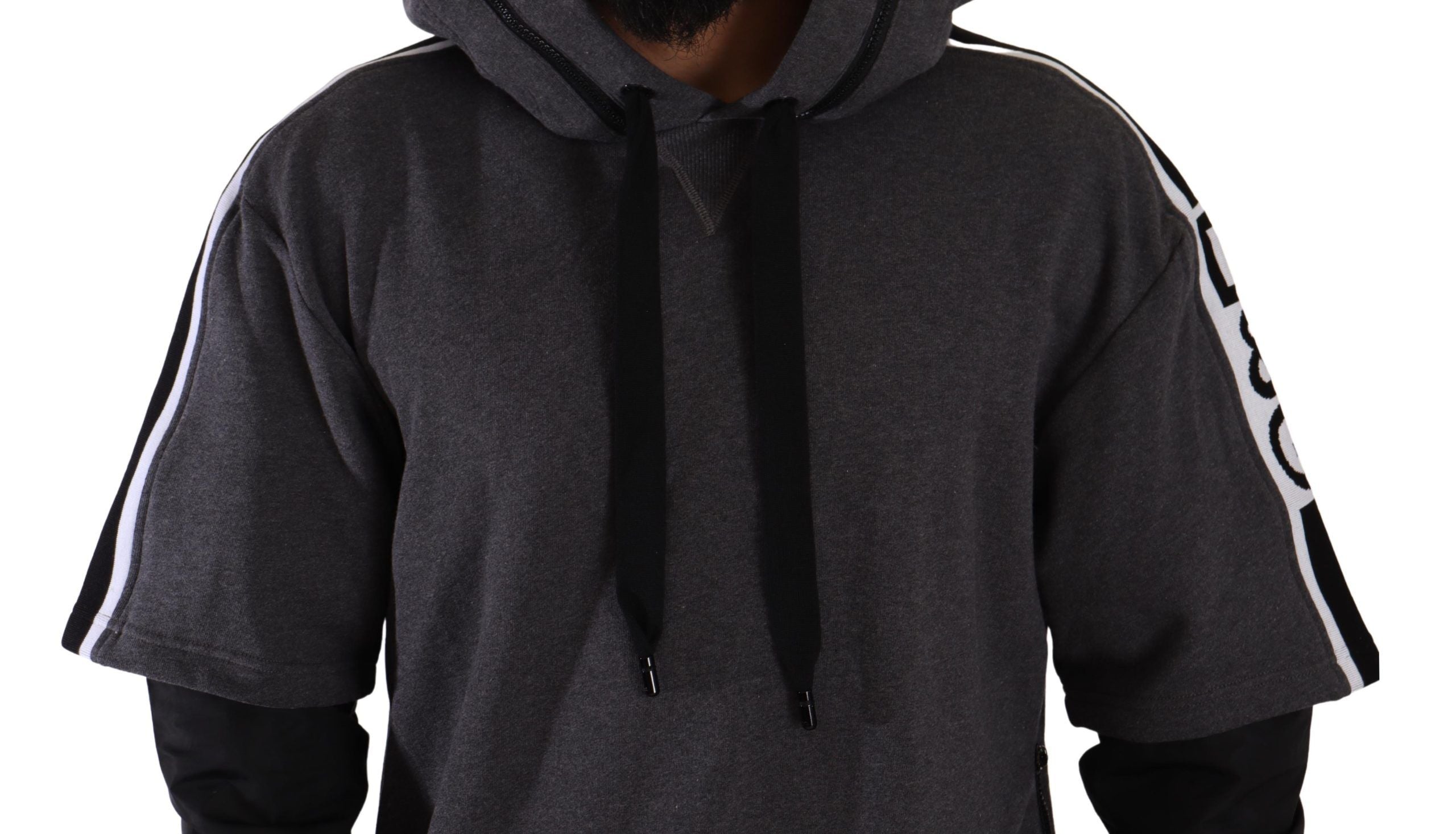 Dolce & Gabbana Elegant Hooded Black & Gray Pullover Sweatshirt - ACCEXO
