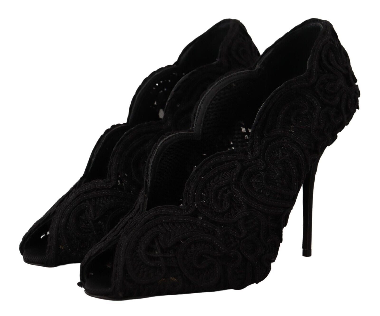 Dolce & Gabbana Elegant Black Lace Stiletto Heels - ACCEXO