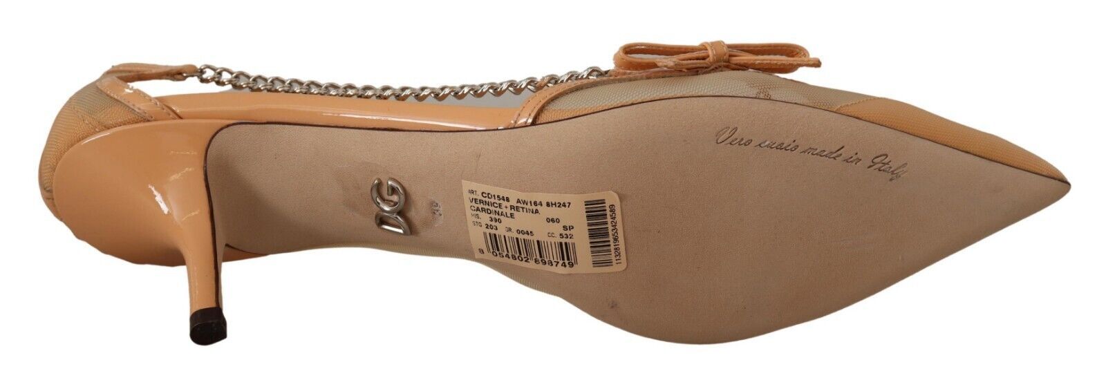 Dolce & Gabbana Elegant Beige Mesh Pumps with Silver Chains - ACCEXO