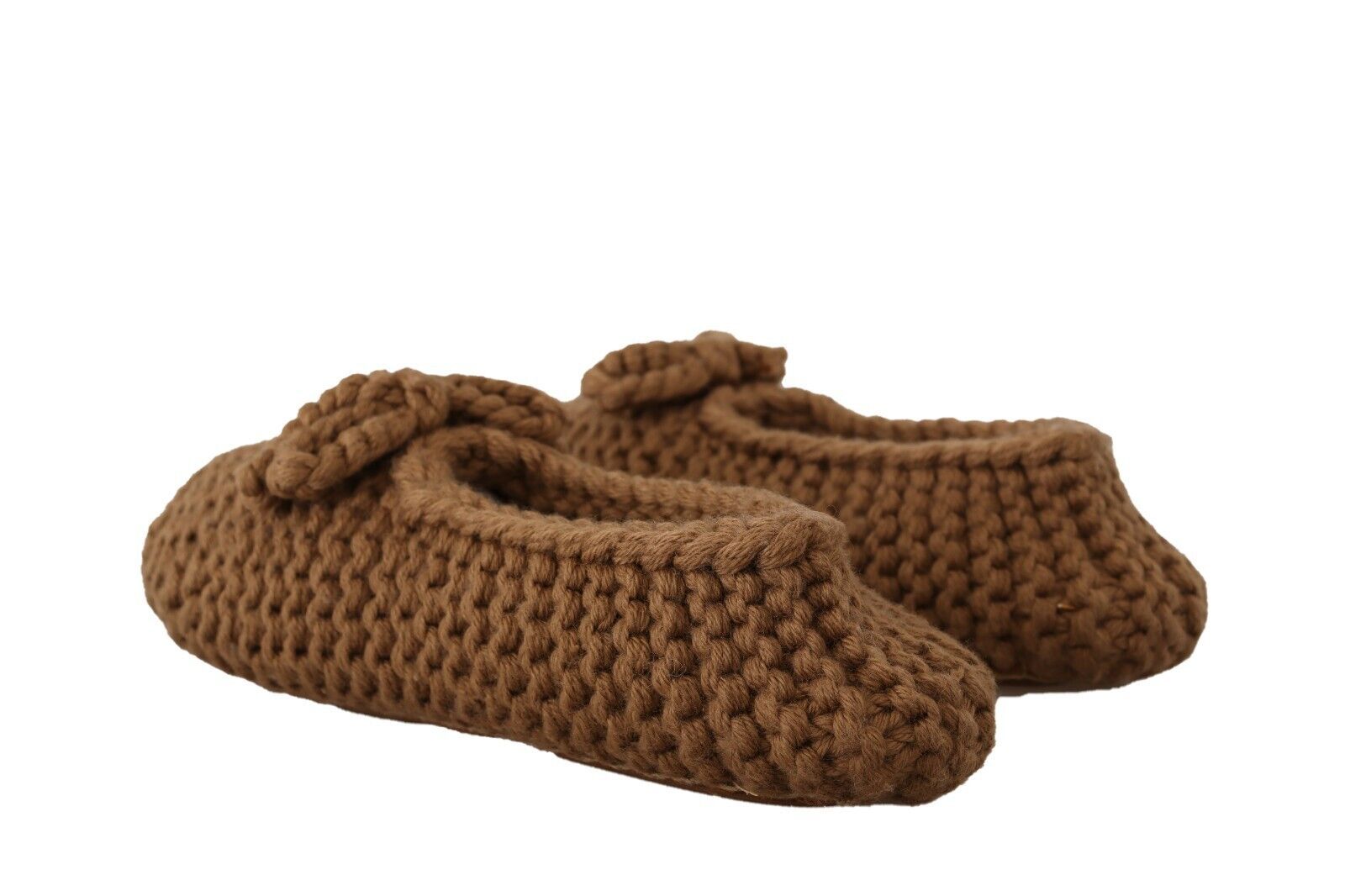 Dolce & Gabbana Elegant Wool Knit Ballerina Flats in Brown - ACCEXO