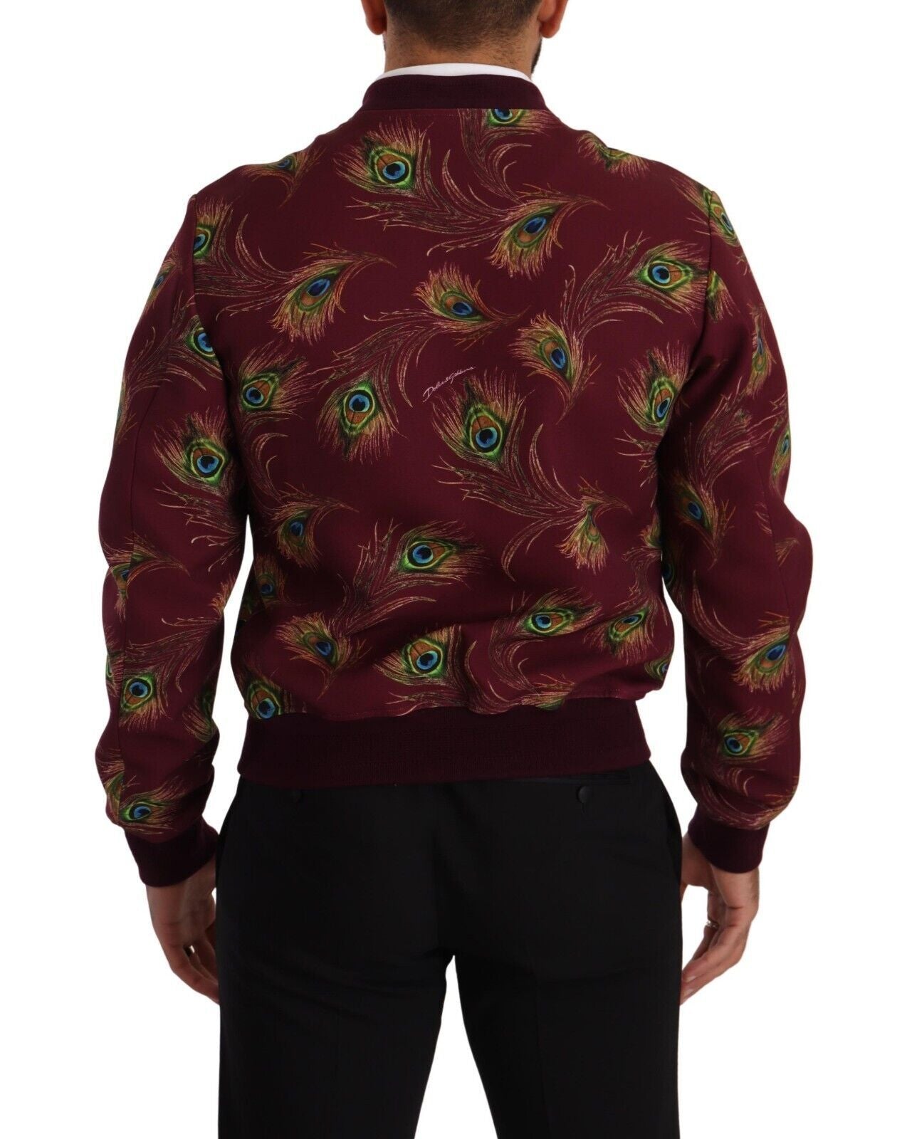 Dolce & Gabbana Radiant Red Peacock Print Bomber Jacket - ACCEXO