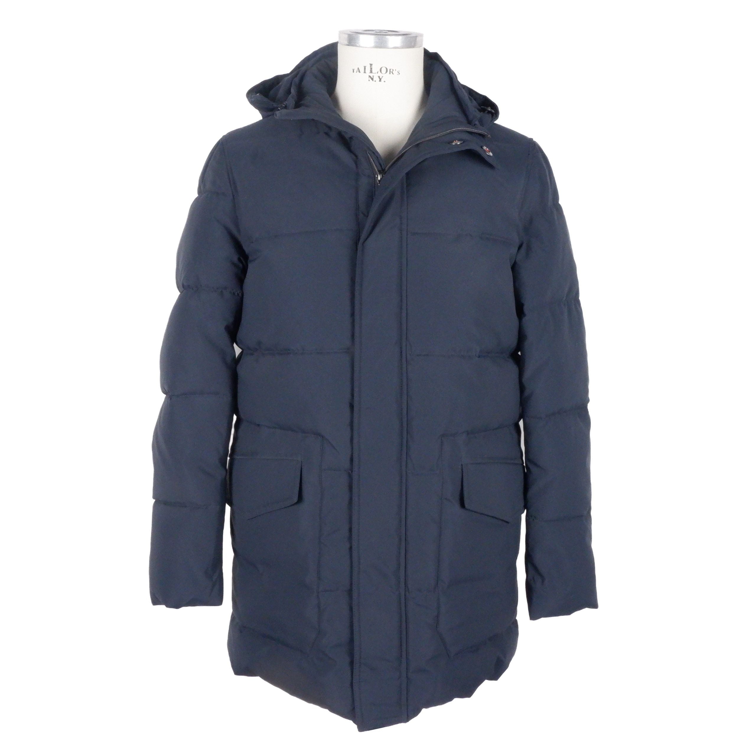 Emilio Romanelli Sleek Blue Men's Hooded Jacket - ACCEXO