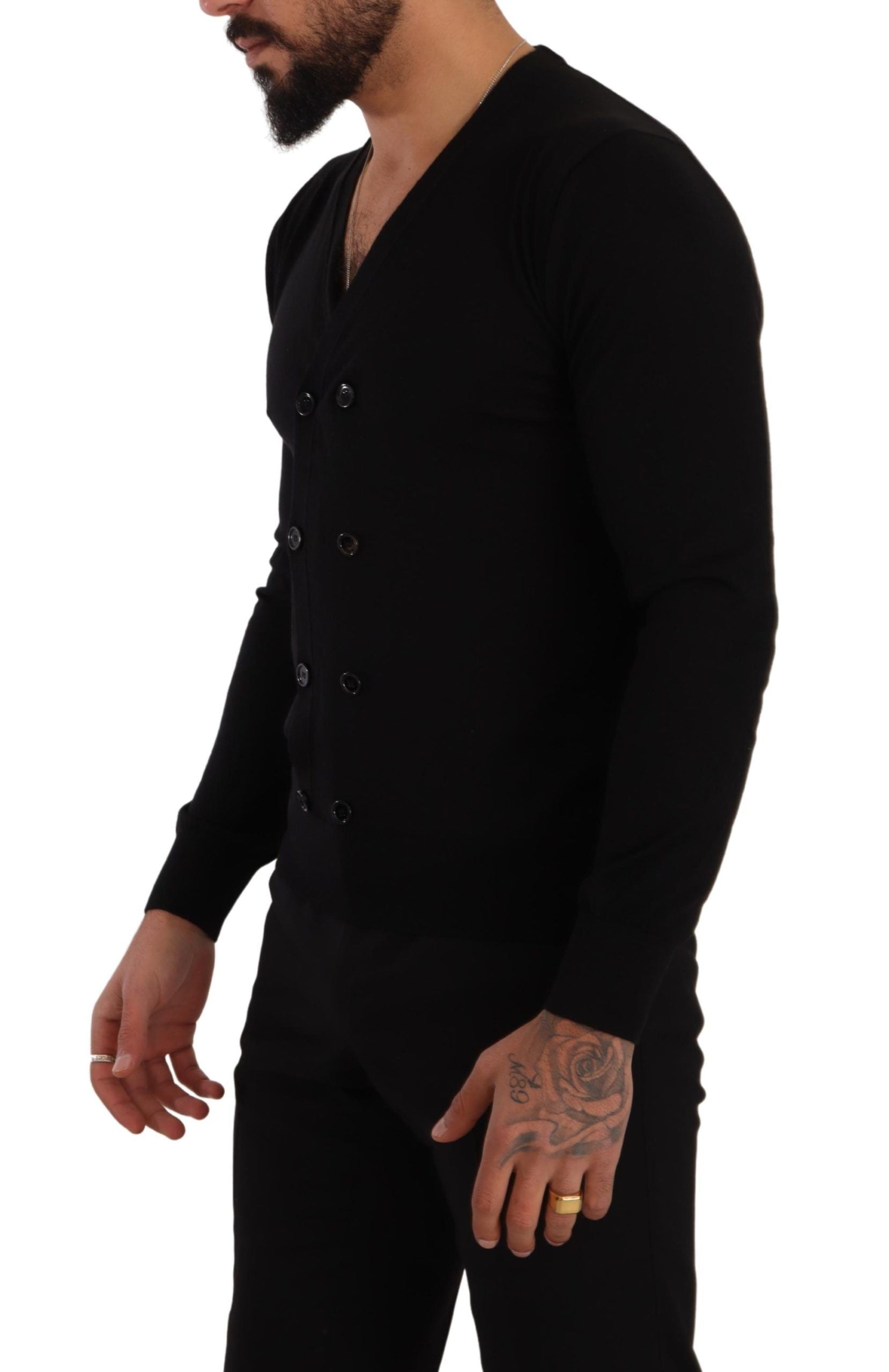 Dolce & Gabbana Elegant V-Neck Black Cashmere Cardigan - ACCEXO
