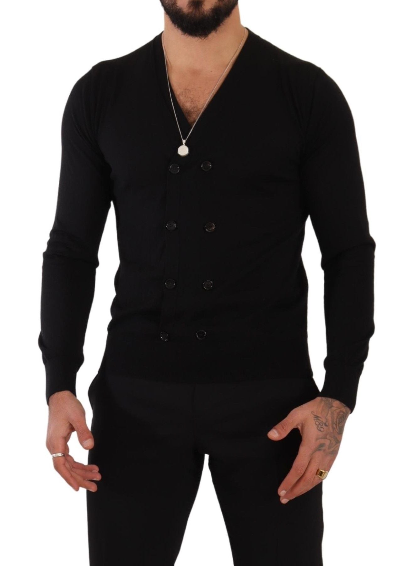 Dolce & Gabbana Elegant V-Neck Black Cashmere Cardigan - ACCEXO