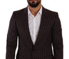 Dolce & Gabbana Elegant Maroon Striped Slim Fit Suit