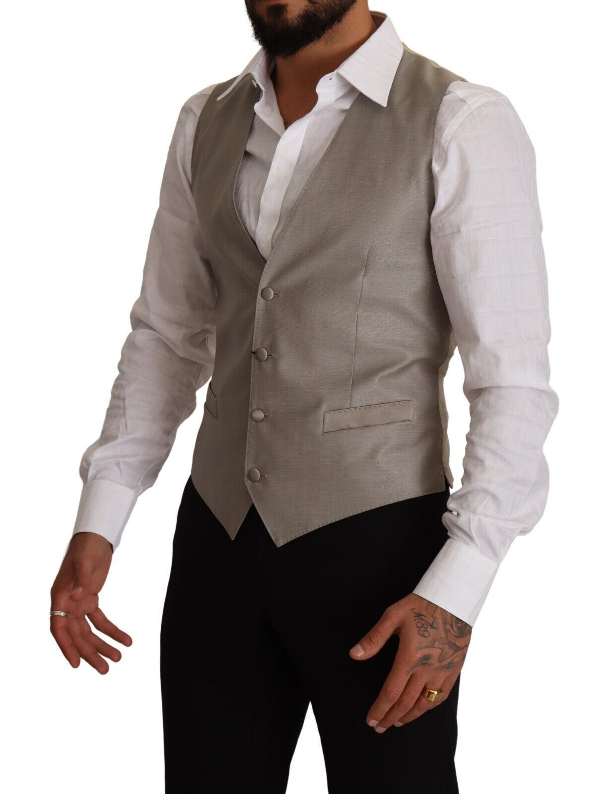 Dolce & Gabbana Elegant Single Breasted Dress Vest in Beige - ACCEXO
