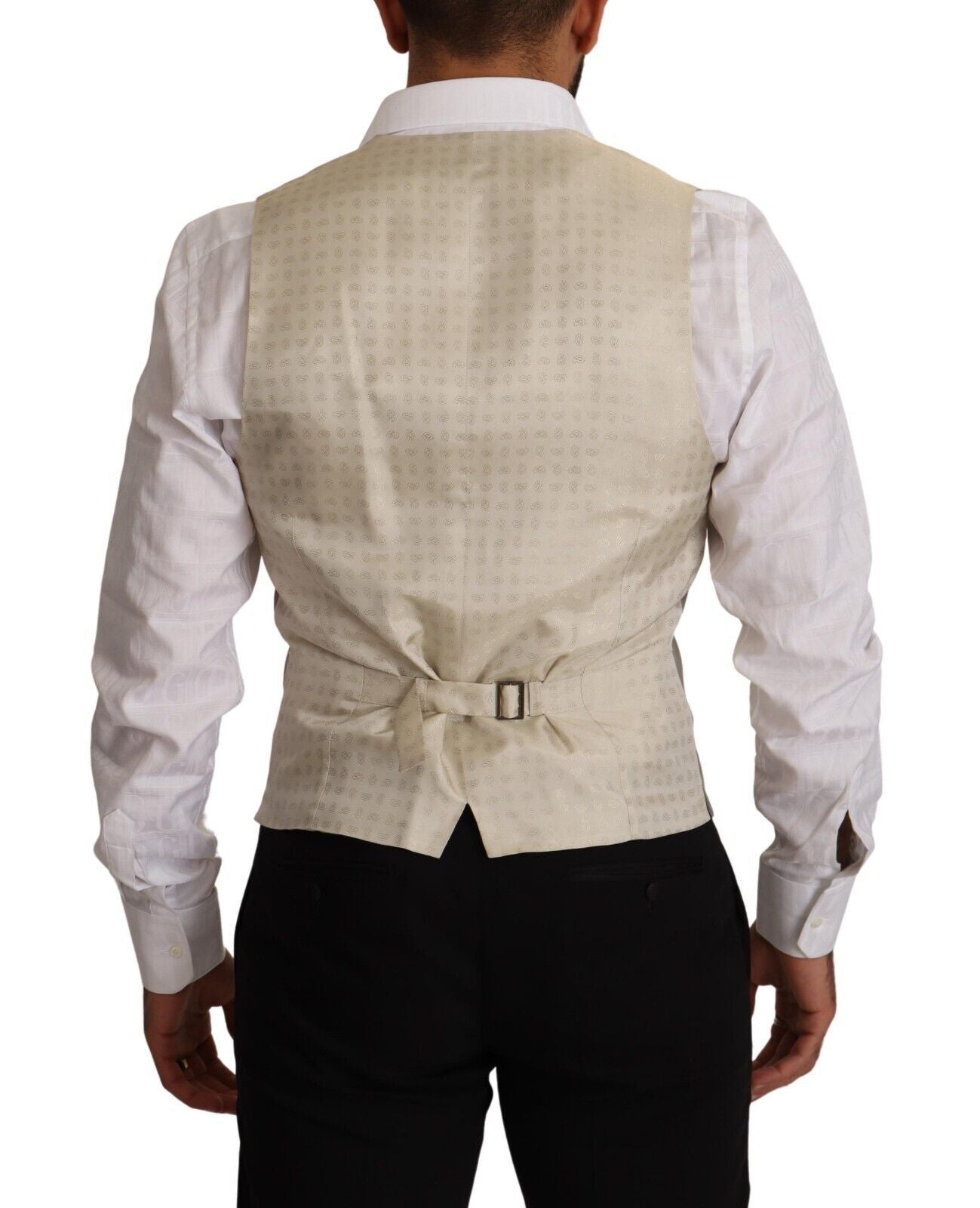 Dolce & Gabbana Elegant Single Breasted Dress Vest in Beige - ACCEXO