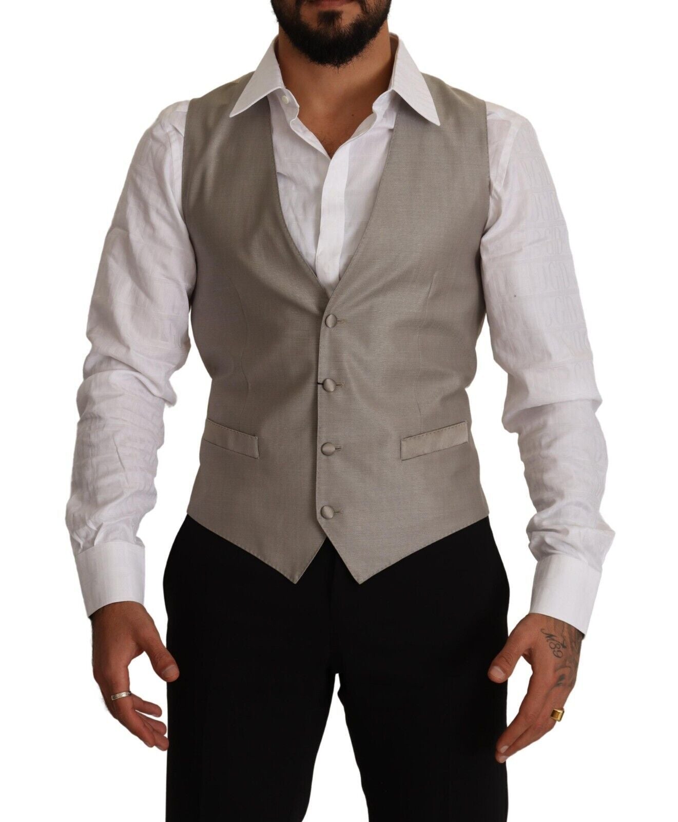 Dolce & Gabbana Elegant Single Breasted Dress Vest in Beige - ACCEXO