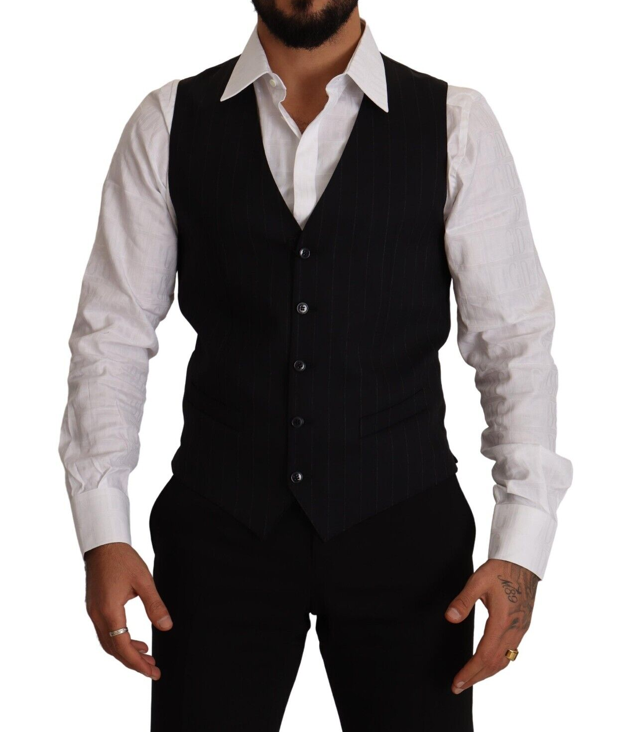 Dolce & Gabbana Elegant Blue Striped Dress Vest - ACCEXO