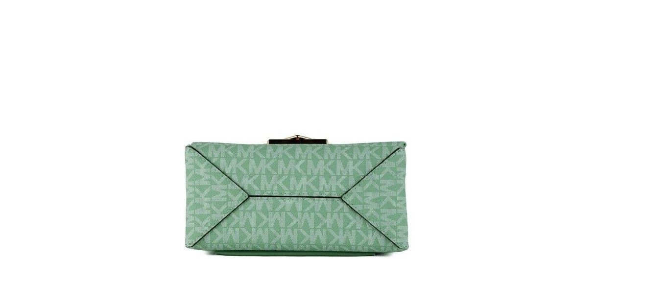 Michael Kors Cece Small Sea Green Signature PVC Convertible Flap Crossbody Bag - ACCEXO