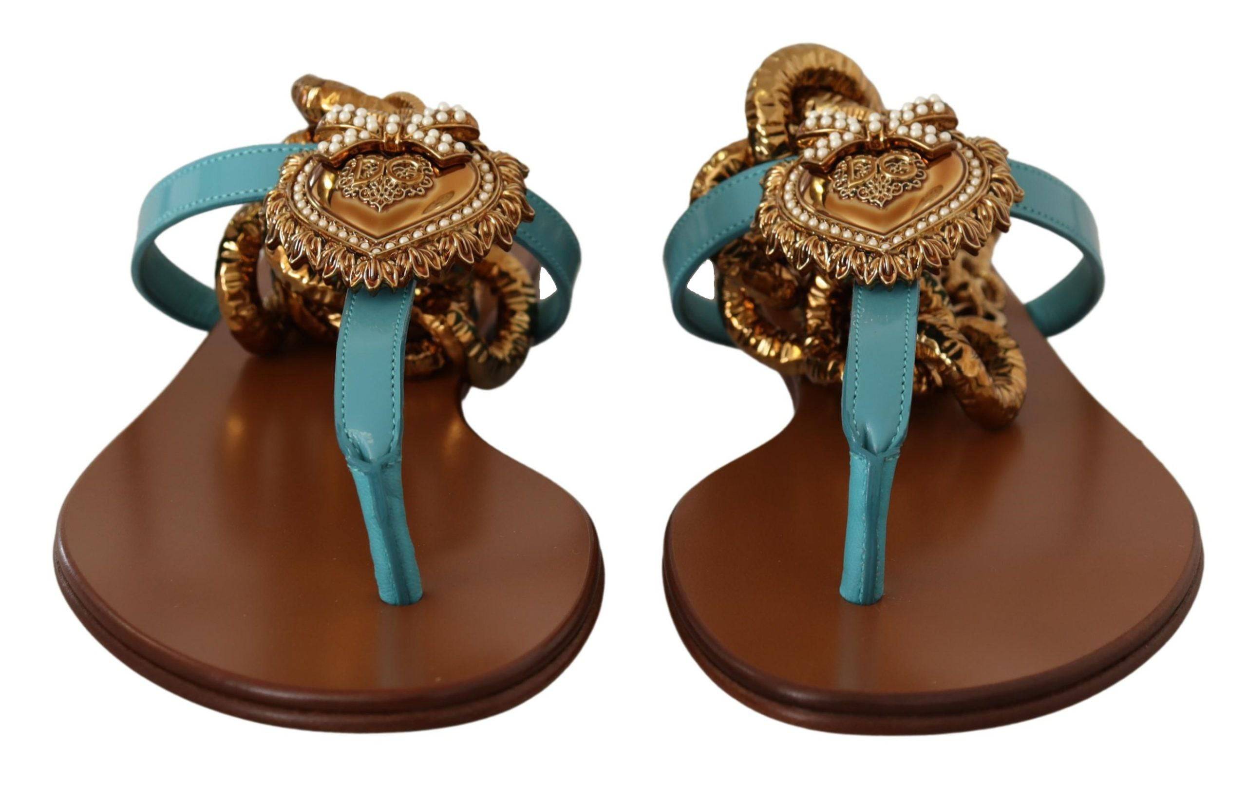 Dolce & Gabbana Chic Gladiator Flats with Heart Devotion Detail - ACCEXO