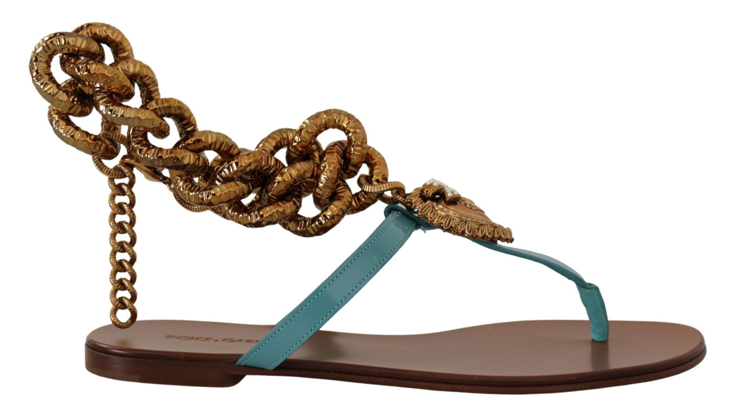 Dolce & Gabbana Chic Gladiator Flats with Heart Devotion Detail - ACCEXO