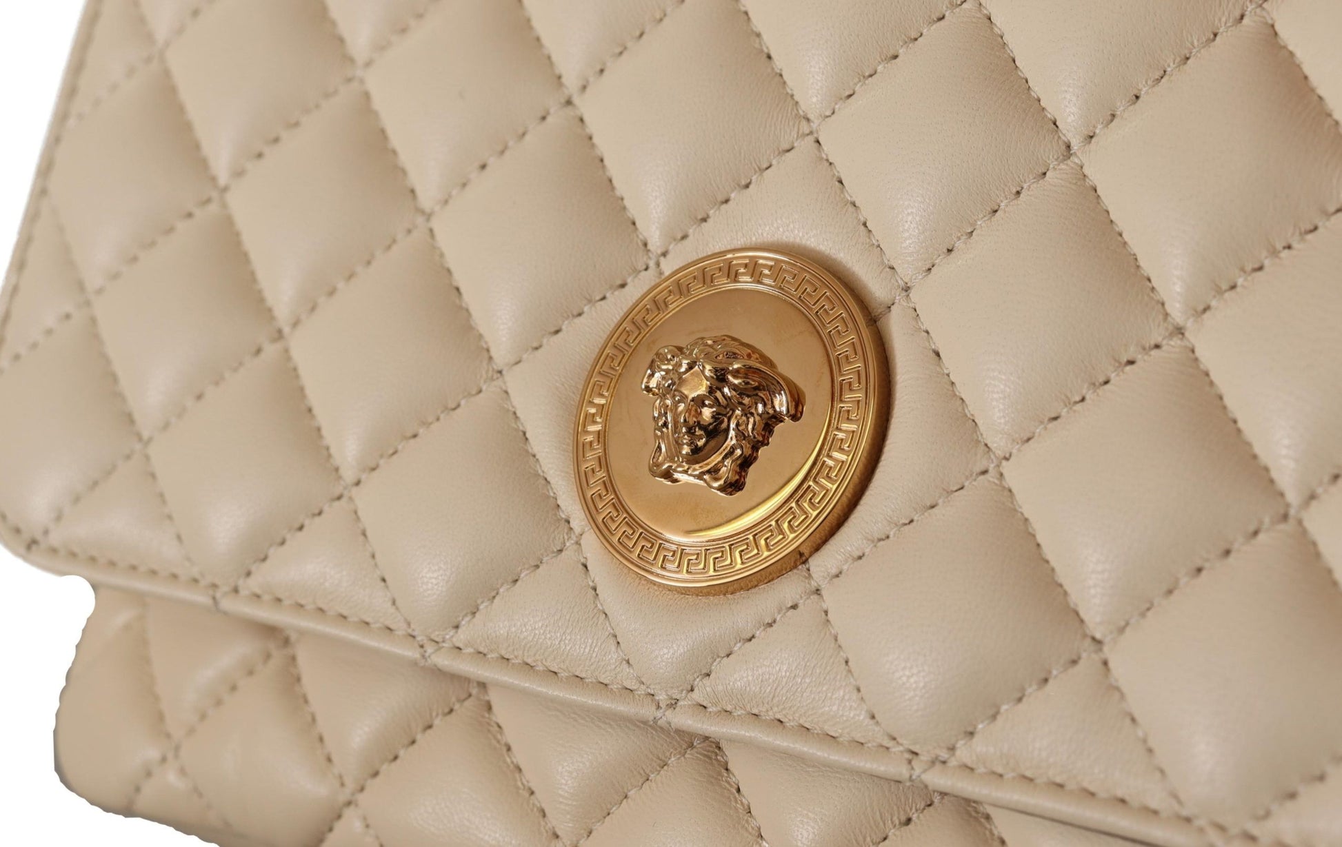 Versace Elegant White Nappa Leather Shoulder Bag - ACCEXO