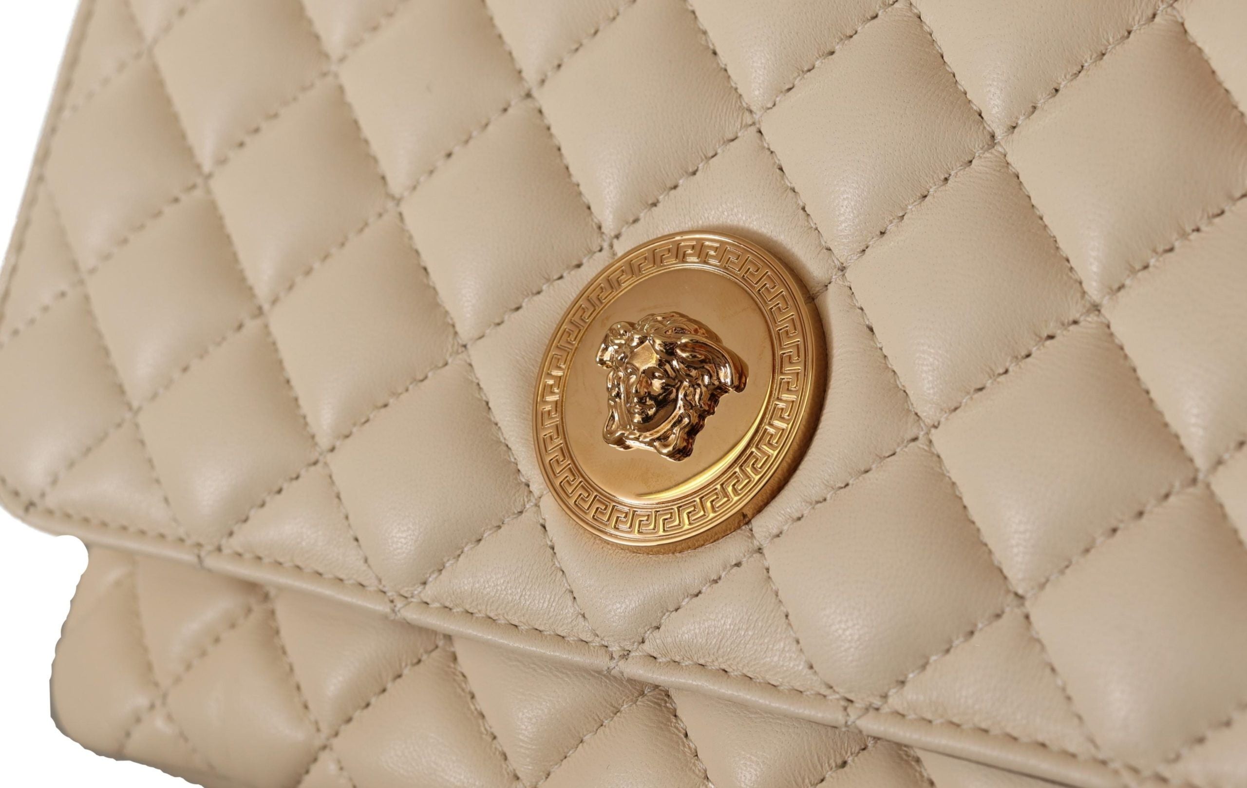 Versace Elegant White Nappa Leather Shoulder Bag - ACCEXO