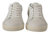 Dolce & Gabbana Elegant White and Blue Low-Top Leather Sneakers