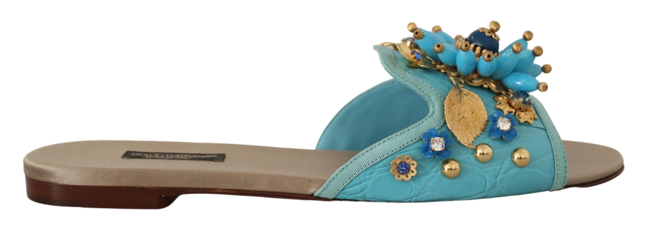 Dolce & Gabbana Exquisite Crystal-Embellished Exotic Leather Sandals - ACCEXO