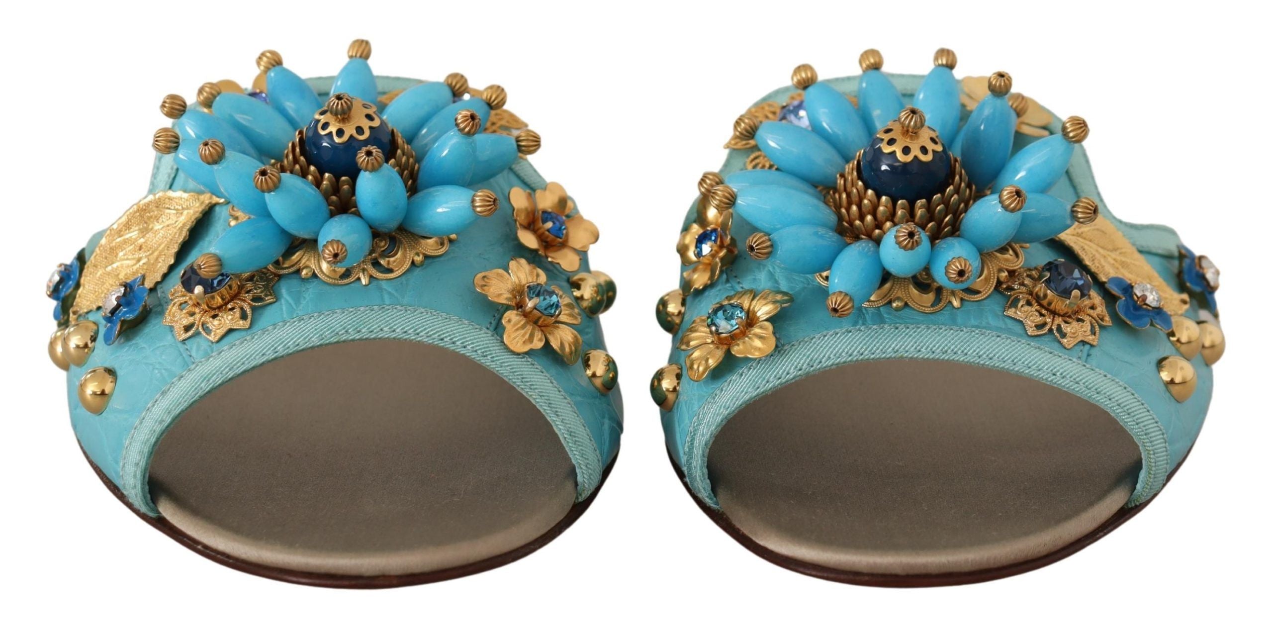 Dolce & Gabbana Exquisite Crystal-Embellished Exotic Leather Sandals - ACCEXO