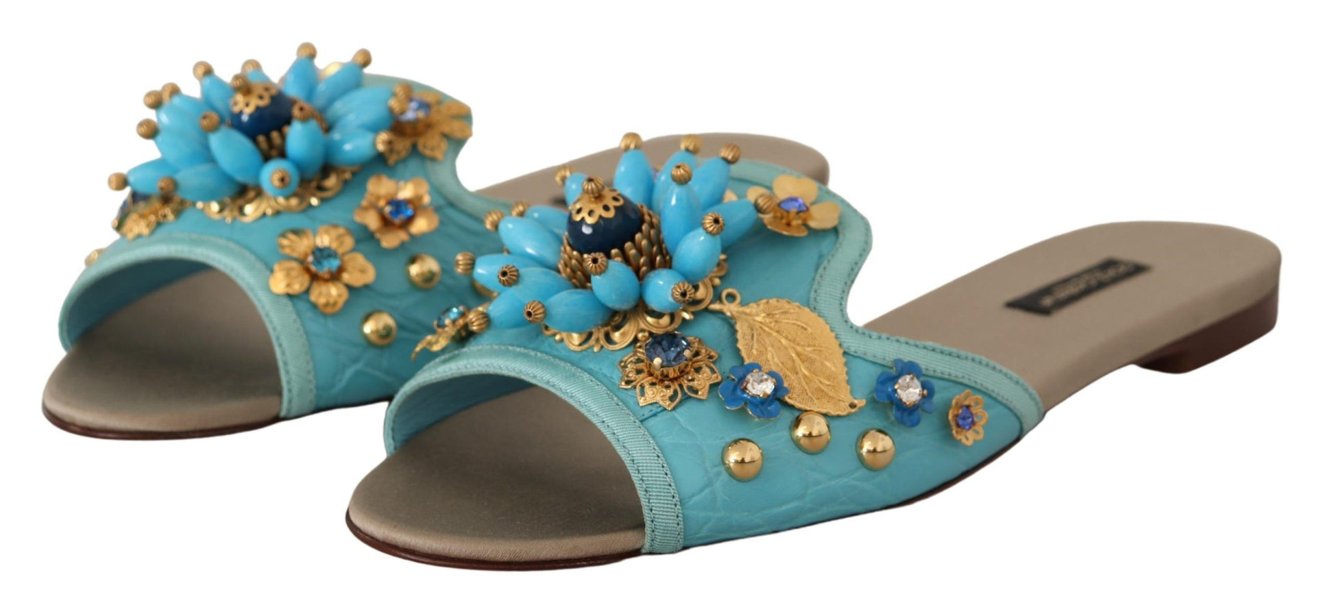 Dolce & Gabbana Exquisite Crystal-Embellished Exotic Leather Sandals - ACCEXO