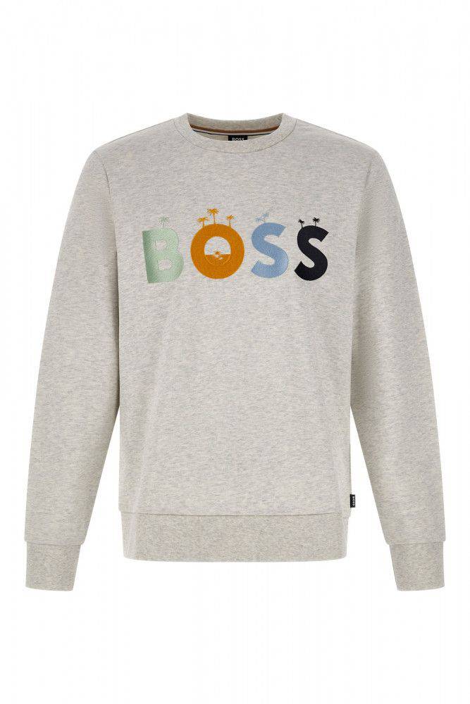 Hugo Boss Elegant Grey Round Neck Cotton Sweatshirt - ACCEXO