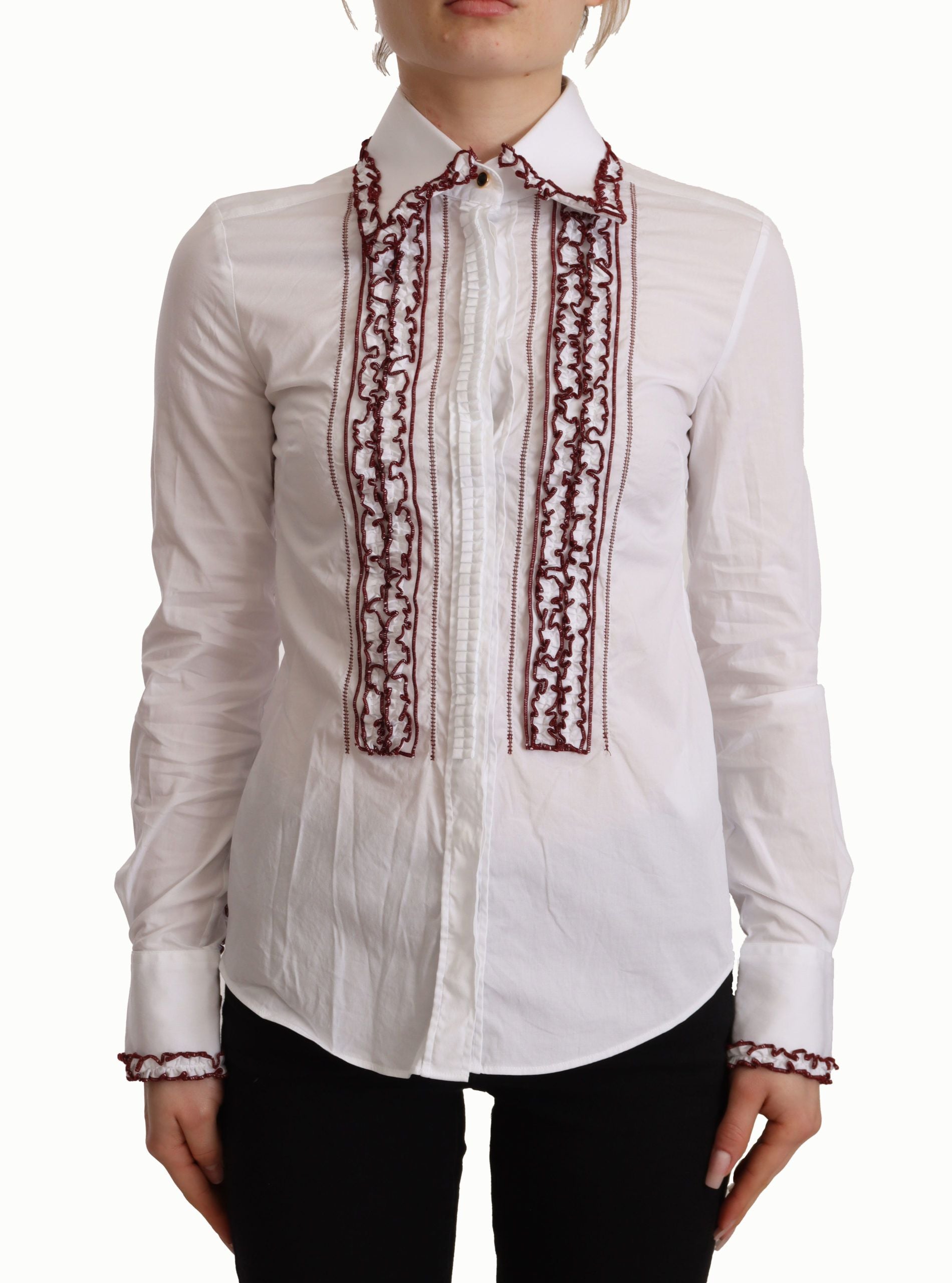 Dolce & Gabbana Elegant White Cotton Long Sleeve Polo Top - ACCEXO