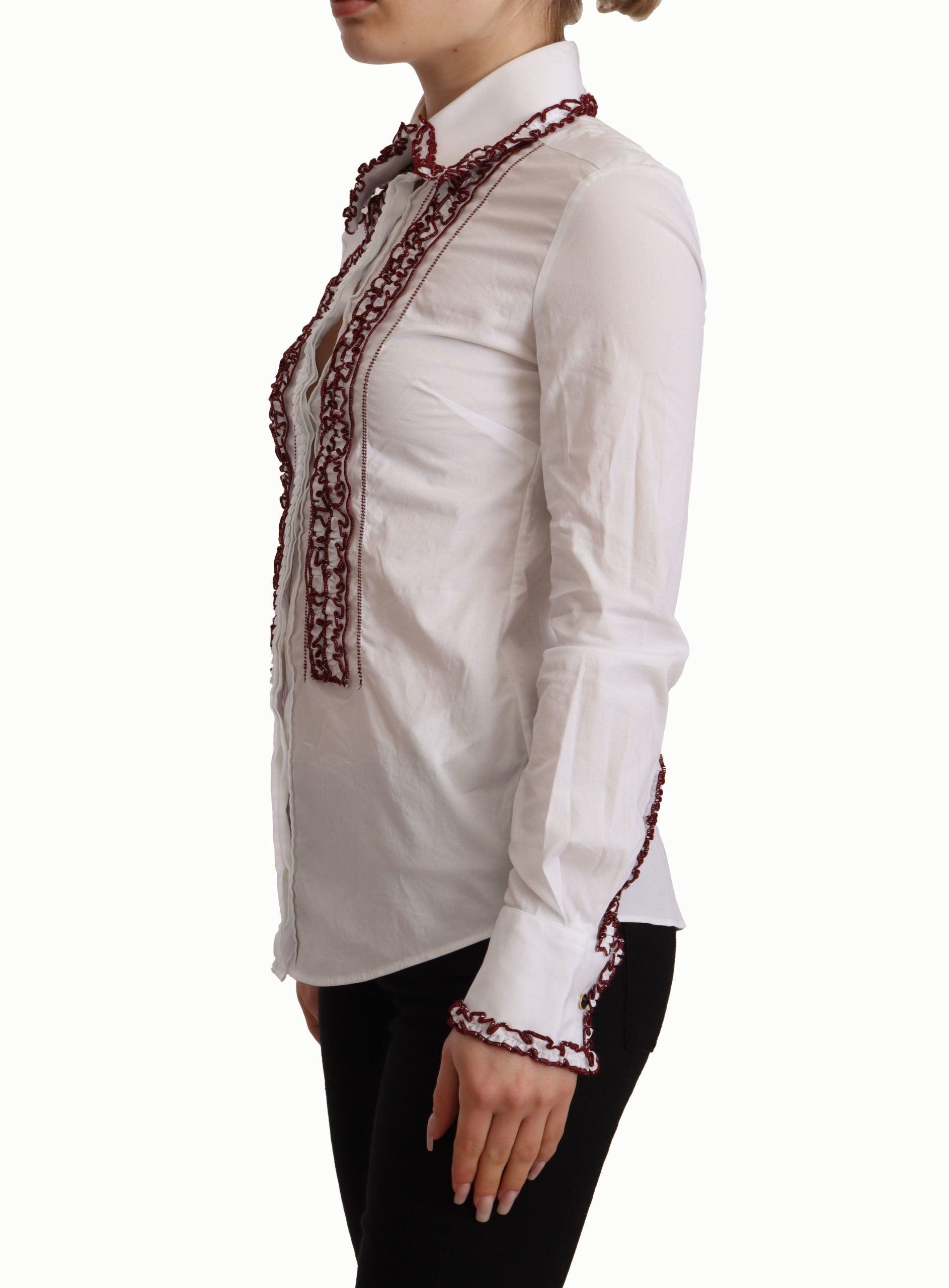 Dolce & Gabbana Elegant White Cotton Long Sleeve Polo Top - ACCEXO