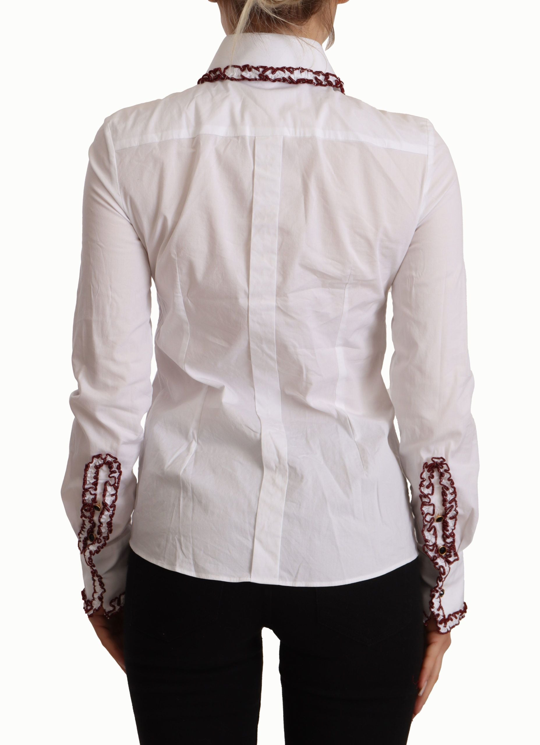 Dolce & Gabbana Elegant White Cotton Long Sleeve Polo Top - ACCEXO