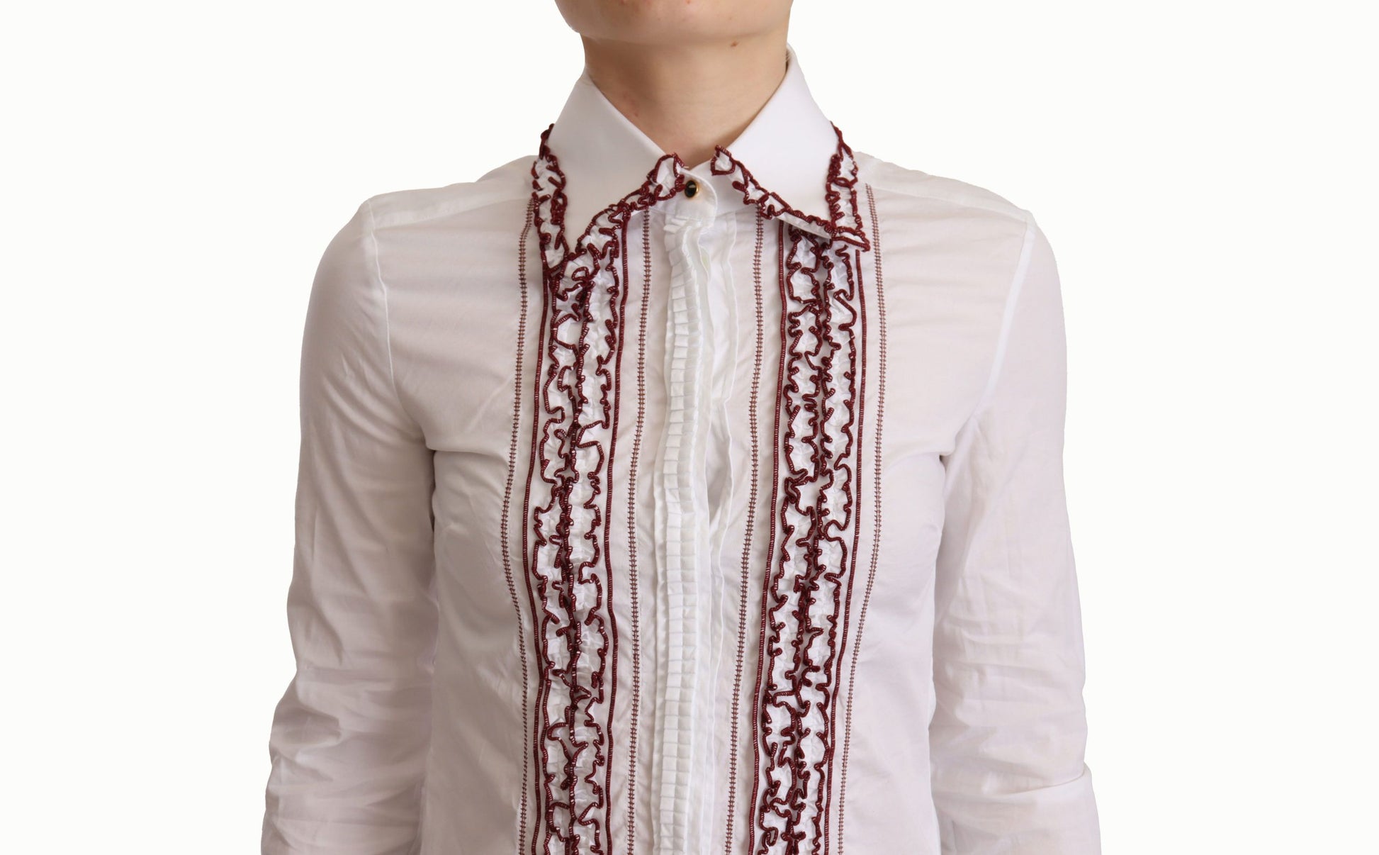Dolce & Gabbana Elegant White Cotton Long Sleeve Polo Top - ACCEXO