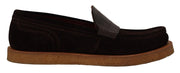Dolce & Gabbana Elegant Suede Crocodile Loafers in Brown - ACCEXO