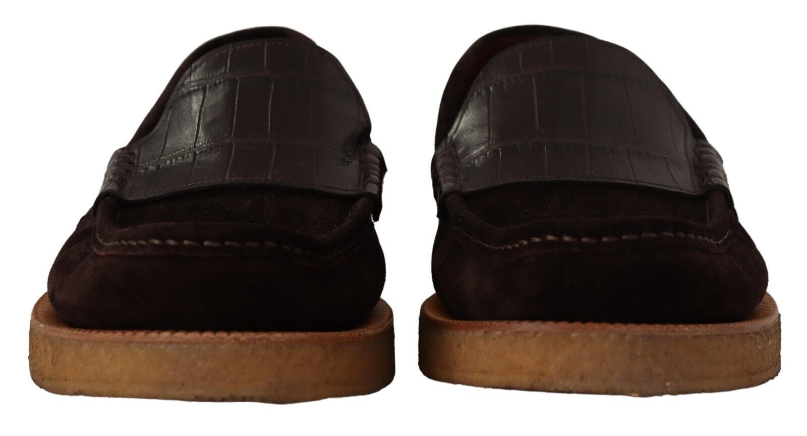 Dolce & Gabbana Elegant Suede Crocodile Loafers in Brown - ACCEXO