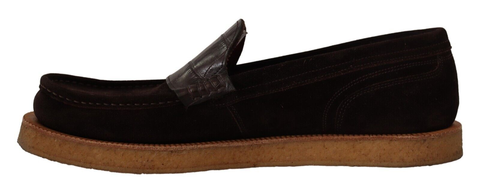 Dolce & Gabbana Elegant Suede Crocodile Loafers in Brown - ACCEXO