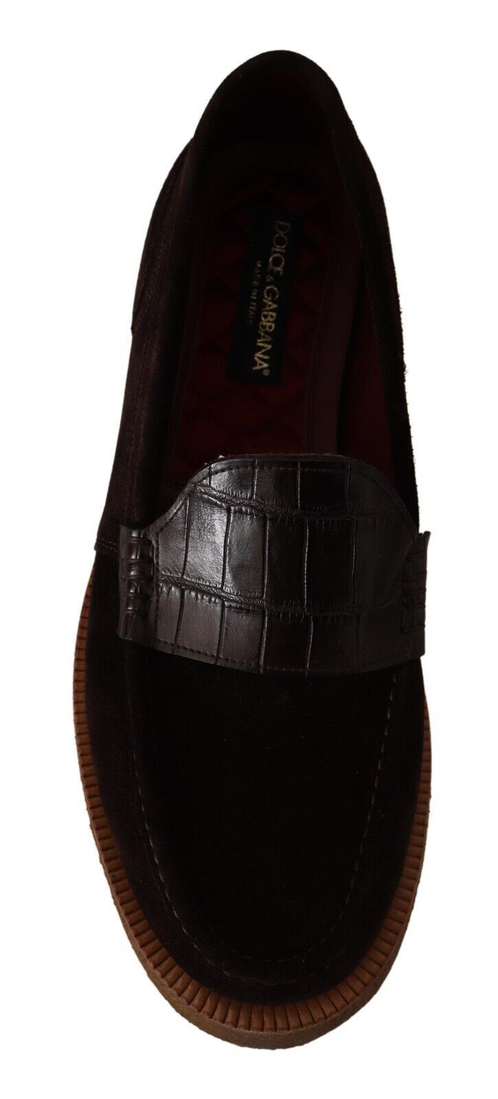 Dolce & Gabbana Elegant Suede Crocodile Loafers in Brown - ACCEXO