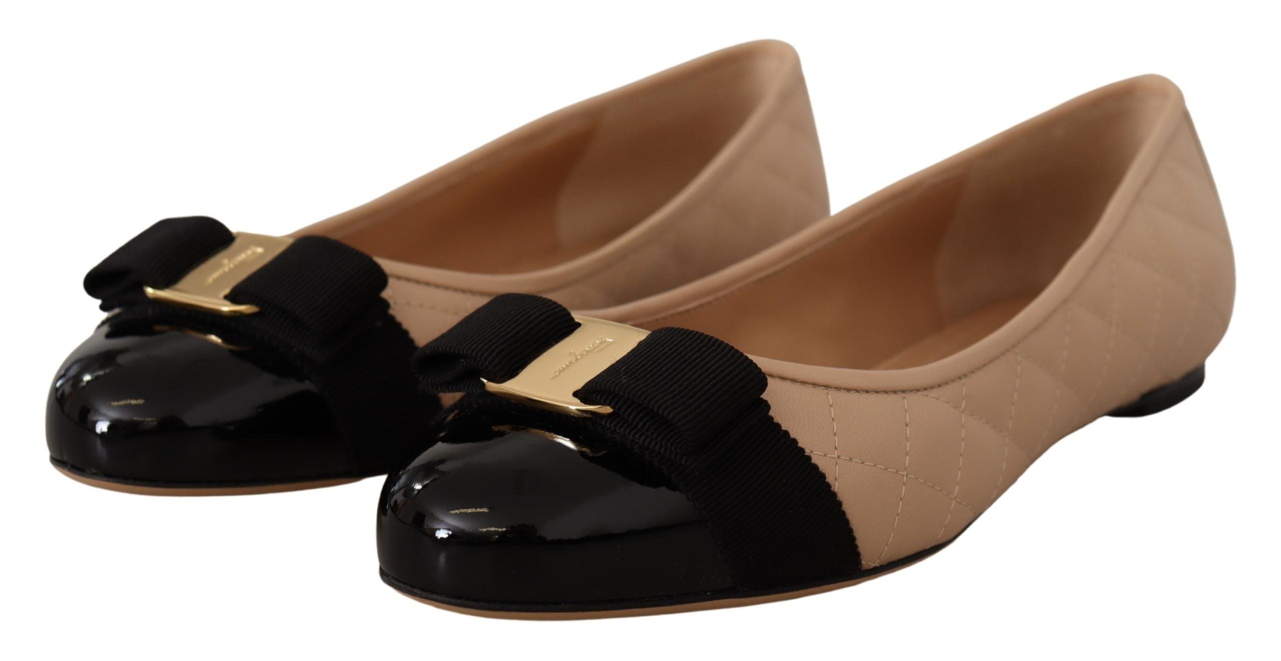 Salvatore Ferragamo Elegant Quilted Leather Flats - Chic Dual-Tone Design - ACCEXO