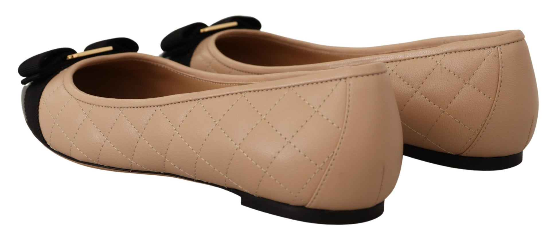 Salvatore Ferragamo Elegant Quilted Leather Flats - Chic Dual-Tone Design - ACCEXO