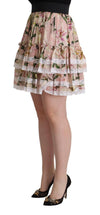 Dolce & Gabbana Elegant Lily Print Tiered A-Line Mini Skirt