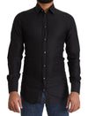 Dolce & Gabbana Elegant Black Cotton Gold Dress Shirt