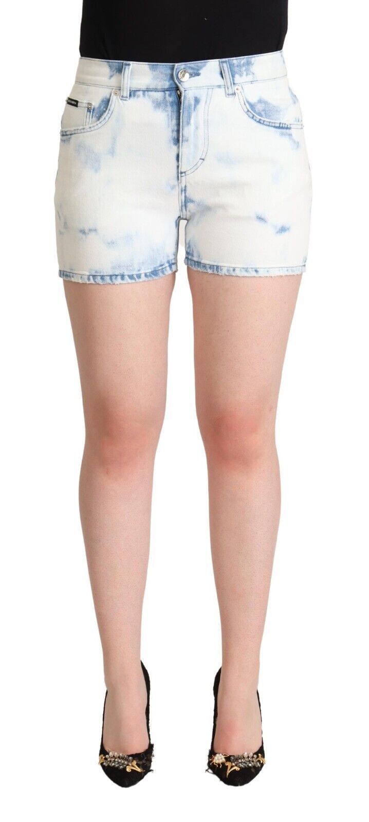 Dolce & Gabbana Chic White Denim Mid-Waisted Shorts - ACCEXO