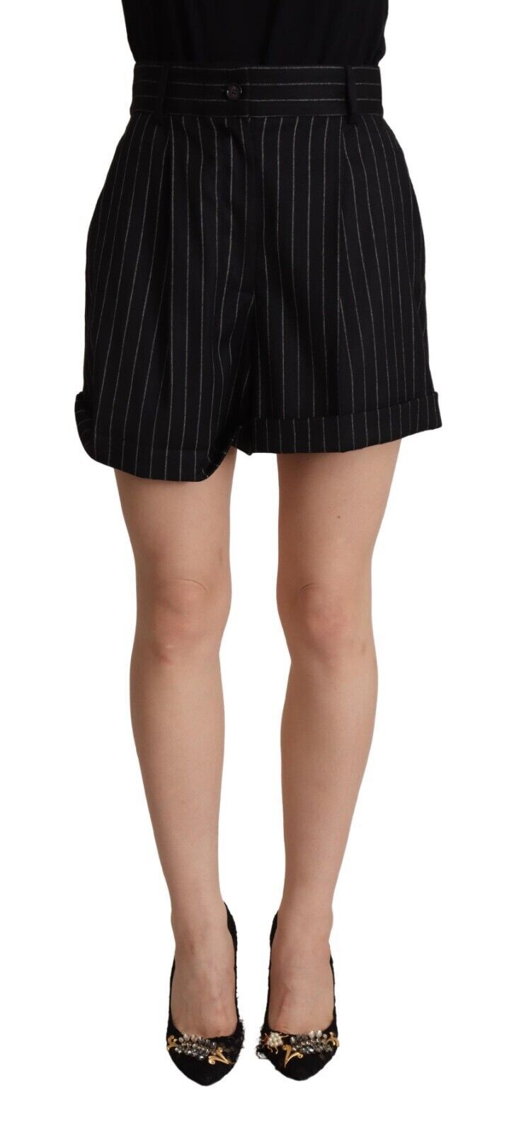 Dolce & Gabbana Elegant High-Waisted Striped Bermuda Shorts - ACCEXO
