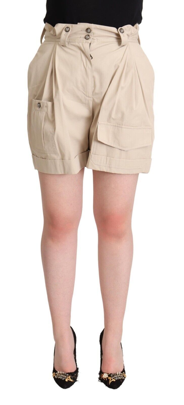 Dolce & Gabbana High-Waisted Beige Cargo Shorts - ACCEXO