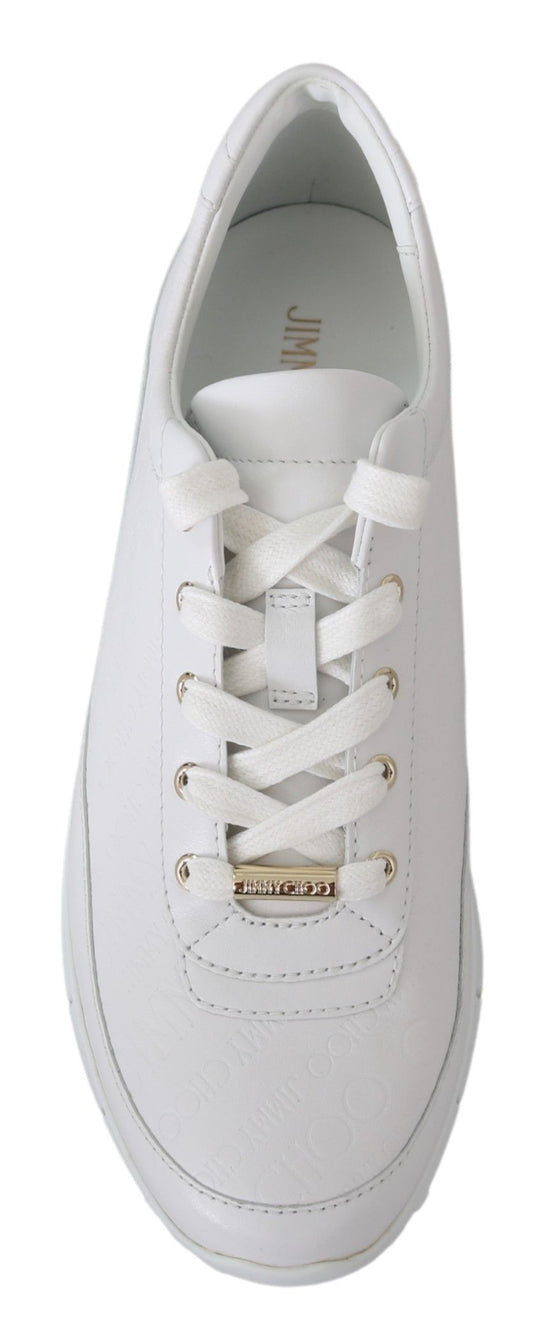 Jimmy Choo Elegant White Leather Sneakers