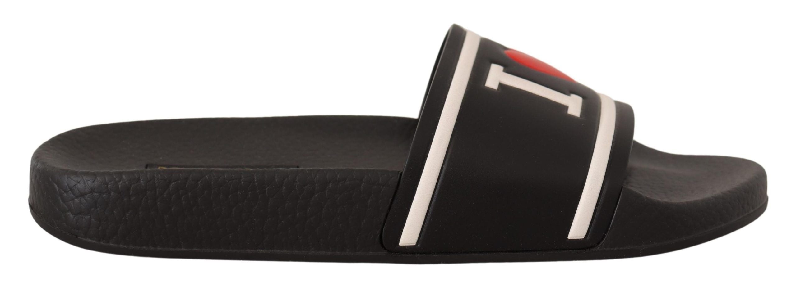 Dolce & Gabbana Elegant Black Leather Slide Sandals for Her - ACCEXO