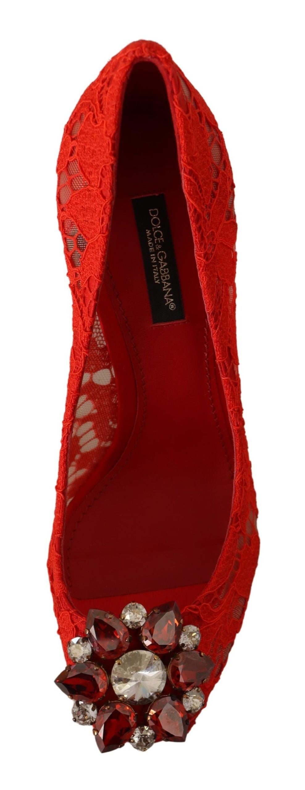 Dolce & Gabbana Red Crystal Taormina Lace Heels Pumps - ACCEXO