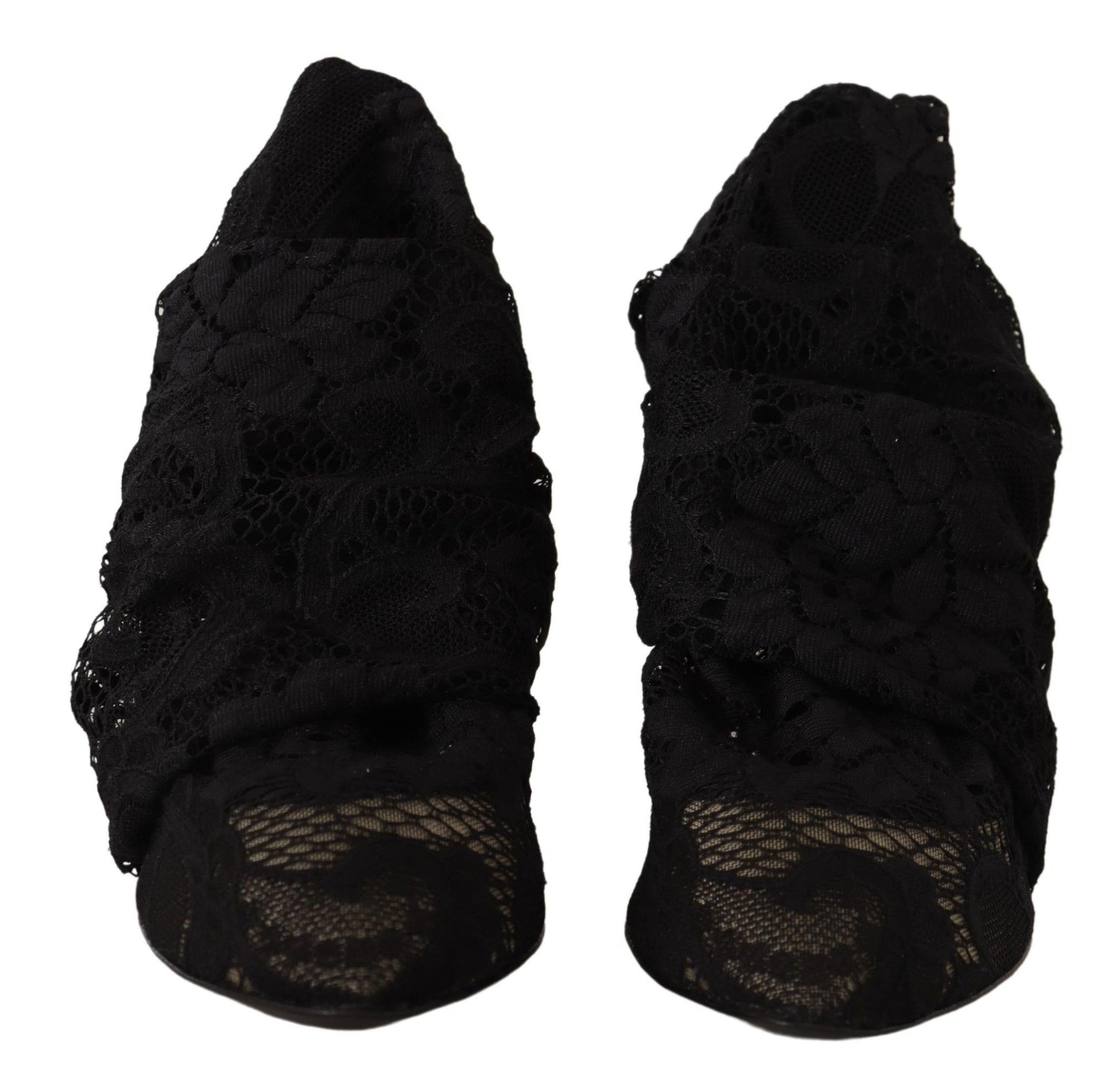 Dolce & Gabbana Elegant Stretch Sock Boots in Sleek Black - ACCEXO