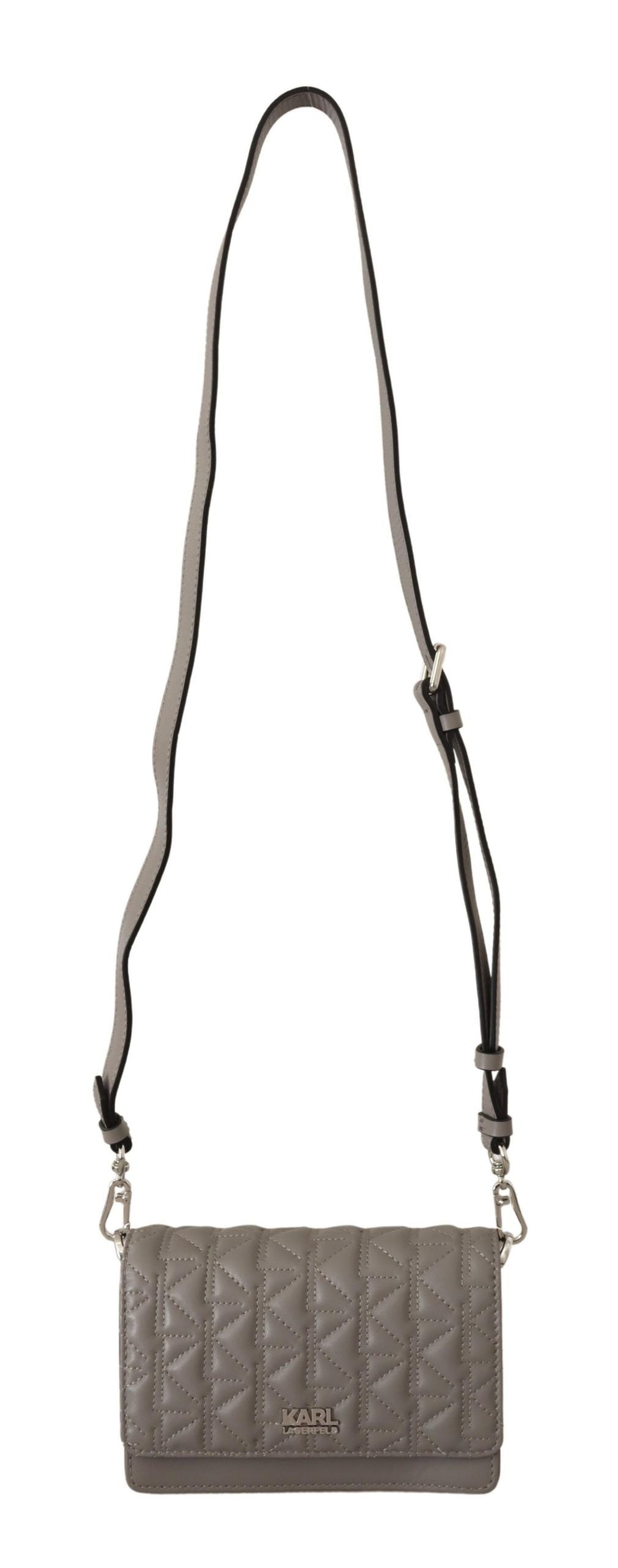 Karl Lagerfeld Elegant Grey Leather Crossbody Bag - ACCEXO