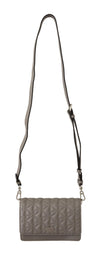 Karl Lagerfeld Elegant Grey Leather Crossbody Bag