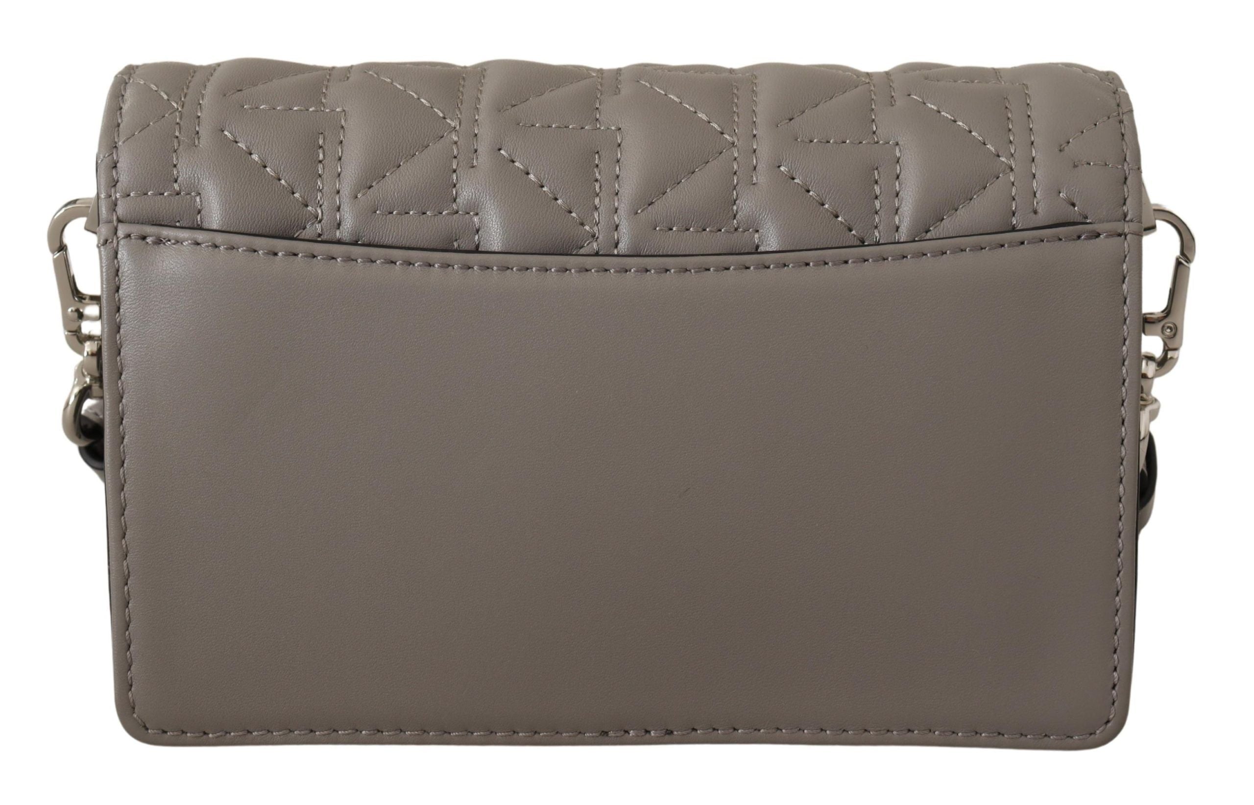 Karl Lagerfeld Elegant Grey Leather Crossbody Bag - ACCEXO